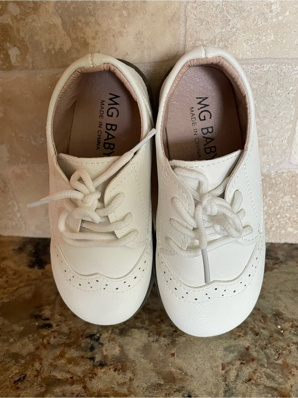 MG Baby White Faux Leather Oxford Dress Shoes are a classic and formal